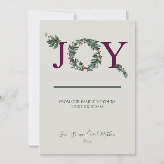 Joy Holidays Greeting Card Feestdagenkaart (Voorkant)