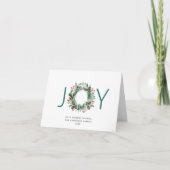 JOY Holly Berry Wreath kerstgroet Feestdagen Kaart (Voorkant)