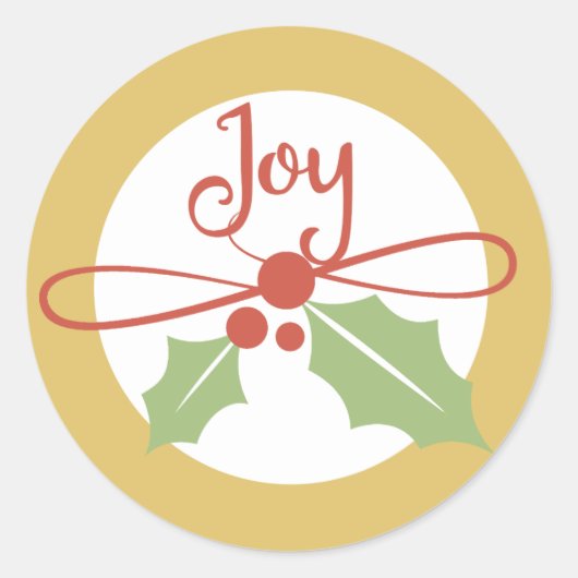 Joy Holly Gold en Red Kerst stickers (Voorkant)