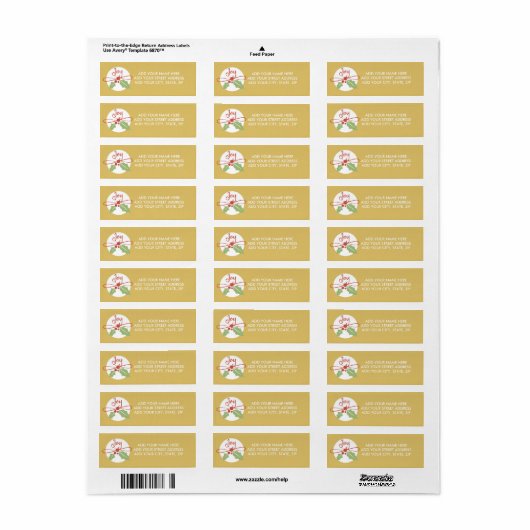 Joy Holly Gold kerstfeestay-Adresetiketten Etiket (Full Sheet)