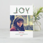 "Joy" Holly vertakt de Kaart van de Foto Kerstmis (Staand voorkant)