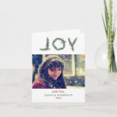 "Joy" Holly vertakt de kerstfoto Feestdagen Kaart (Voorkant)