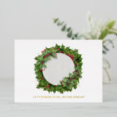 Joy Holly Wreath Modern Business Folie Feestdagenkaart (Staand Voorkant)