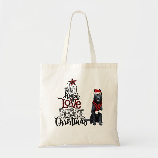 Joy Hope Love Peace Black German Shepher Tote Bag (Voorkant)