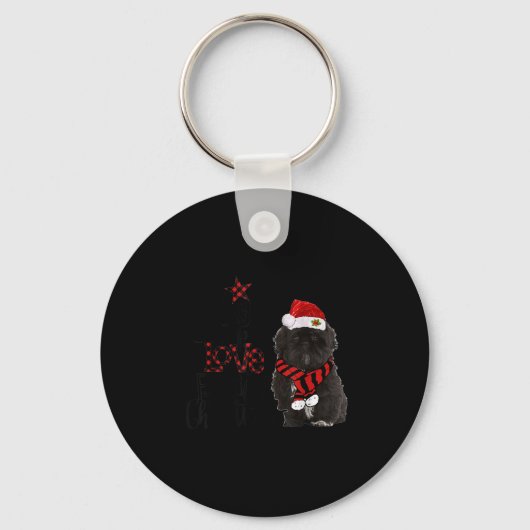 Joy Hope Love Peace Christmas Black Shih Tzus 2020 Sleutelhanger (Voorkant)