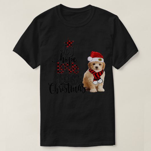 Joy Hope Love Peace Christmas Cavapoochon 2020  T-shirt (Design voorkant)