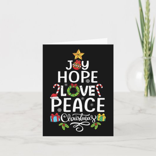 Joy Hope Love Peace Kerstboom Familie Xmas Mannen Kaart (Voorkant)
