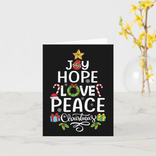 Joy Hope Love Peace Kerstboom Familie Xmas Mannen Kaart (Gele Bloem)