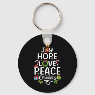 Joy Hope Love Peace Kerstboom Familie Xmas Mannen Sleutelhanger