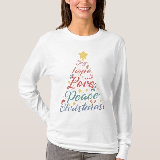 Joy Hope Love Peace Kerstmis T-shirt (Voorkant)