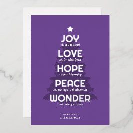 Joy Hope Love Peace Wonder Christelijk Kerstmis Folie Feestdagenkaart