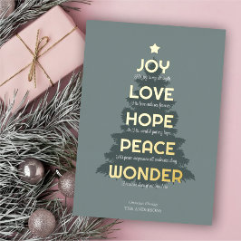 Joy Hope Love Peace Wonder Christelijk Kerstmis Folie Feestdagenkaart