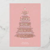 Joy Hope Love Peace Wonder Christelijk Kerstmis Folie Feestdagenkaart (Voorkant)