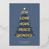 Joy Hope Love Peace Wonder Christmas Folie Feestdagenkaart (Voorkant)