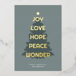 Joy Hope Love Peace Wonder Christmas Folie Feestdagenkaart