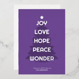 Joy Hope Love Peace Wonder Christmas Folie Feestdagenkaart