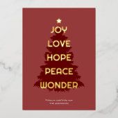 Joy Hope Love Peace WonderChristmas Folie Feestdagenkaart (Voorkant)