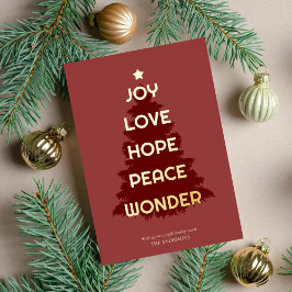 Joy Hope Love Peace WonderChristmas Folie Feestdagenkaart