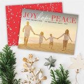 Joy Hope Peace Classic Typography Moderne Photo Feestdagenkaart