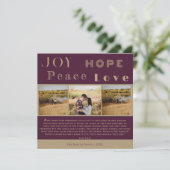 Joy Hope Peace Love Bijbel vers 3 Foto Kerstmis Feestdagenkaart (Staand voorkant)