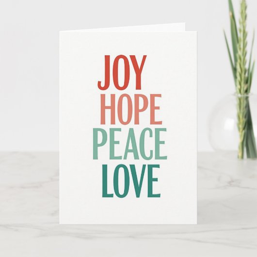 Joy Hope Peace Love Christmas Typography Card Kaart (Voorkant)