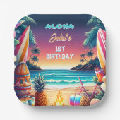 Joy hula Luau Surf aloha hawaiian 1e verjaardag Papieren Bordje (Voorkant)