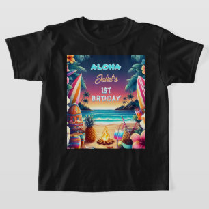Joy hula Luau Surf aloha hawaiian 1e verjaardag T-shirt