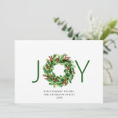 JOY Hulstbes Bes Dennenappels Kerstkrans Feestdagenkaart (Staand voorkant)