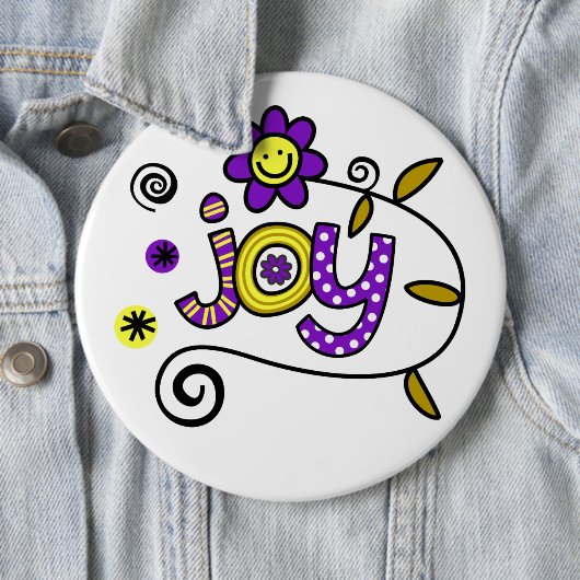 Joy I Doodles I Colossal 6x6 Button (In situ)