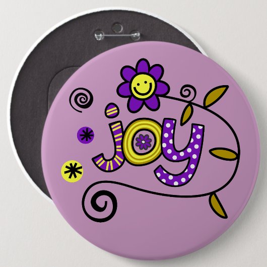 Joy I Doodles I Paars I 6x6 Button (Voorkant /achterkant)
