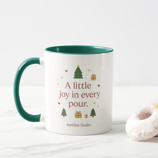 Joy in a Cup | Minimalist Christmas Mug Mok (Met donut)
