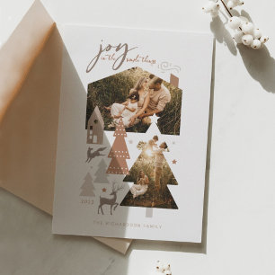 Joy in Eenvoudige Dingen Cozy Woodland Village 2 F Feestdagenkaart