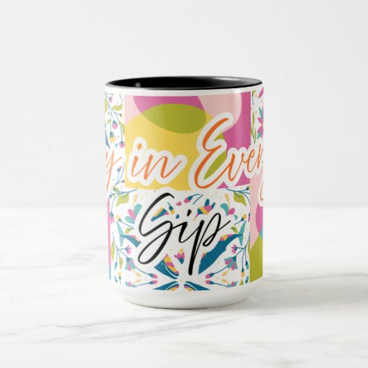 Joy in Every Sip – Kleurrijk Folk-geïnspireerd pat Mok (Midden)