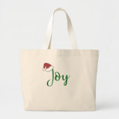 Joy in groen met Santa Hat Grote Tote Bag (Voorkant)