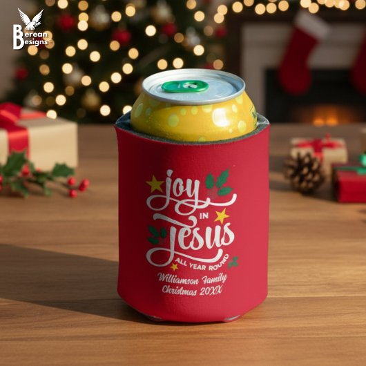 JOY IN JESUS Christian Christmas Custom Name Blikjeskoeler
