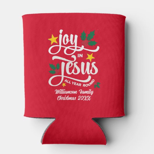 JOY IN JESUS Christian Christmas Custom Name  Blikjeskoeler (Achterkant)
