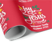 Joy in Jesus Christian Christmas Family Name Cadeaupapier (Rol Hoek)