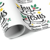 Joy in Jesus Christian Christmas Family Name  Cadeaupapier (Rol Hoek)