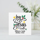 Joy in Jesus Christian Christmas Family Name  Feestdagenkaart (Staand voorkant)