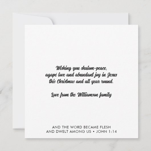 Joy in Jesus Christian Christmas Family Name  Feestdagenkaart (Achterkant)