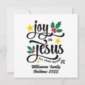 Joy in Jesus Christian Christmas Family Name  Feestdagenkaart (Voorkant)