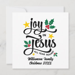 Joy in Jesus Christian Christmas Family Name  Feestdagenkaart