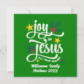 Joy in Jesus Christian Christmas Family Name  Feestdagenkaart (Voorkant)