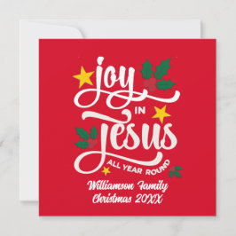 Joy in Jesus Christian Christmas Family Name  Feestdagenkaart