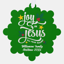 Joy in Jesus Christian Christmas Family Name  Ornament Kaart