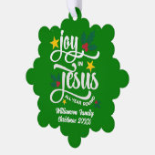 Joy in Jesus Christian Christmas Family Name Ornament Kaart (Links)
