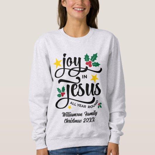 Joy in Jesus Christian Christmas Family Name  Trui (Voorkant)