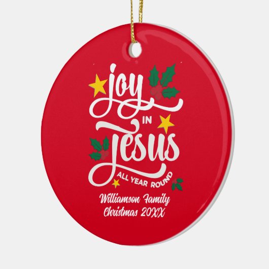 JOY IN JESUS Family Name Christian Christmas  Keramisch Ornament (Links)