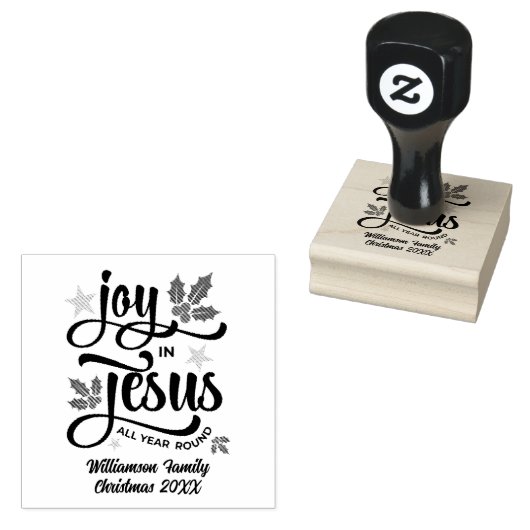 JOY IN JESUS Personalized Christian Christmas   Rubberstempel (Gestempeld)