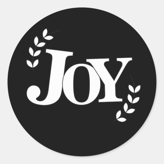 Joy in White Ronde Sticker (Voorkant)